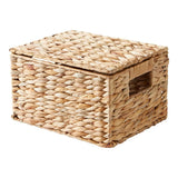 Natural Hyacinth Basket with Lid Storage Organizer Handmade Woven Basket Decorative Storage Bathroom Pantry Nursery Home Decor