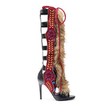 Fur Peep Toe Cross Tied Platform Sandal Boots Sexy Round Toe Thin Heel Zippeer New Arrivals Fashion Women Modern Boors