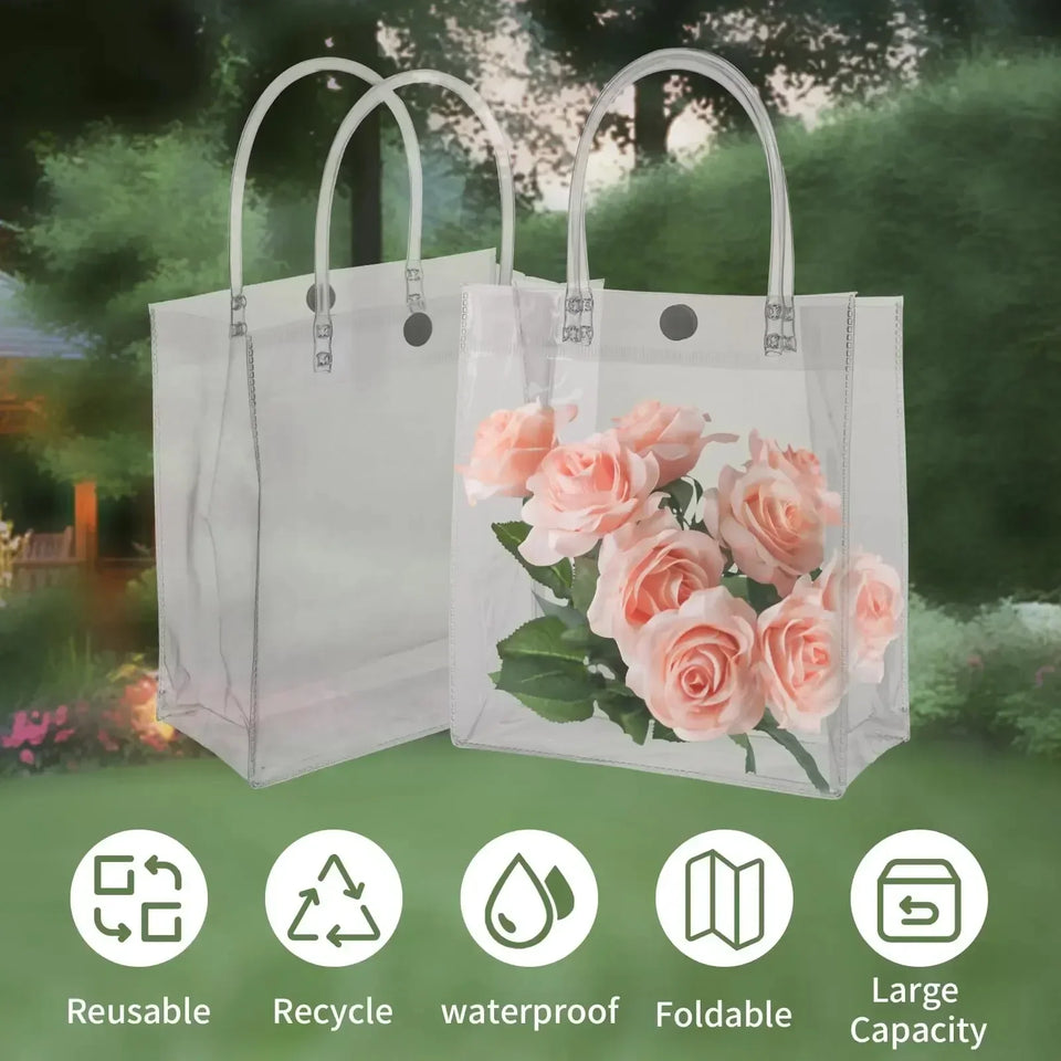 1-50PCS Clear Tote Waterproof Bag Reusable PVC Clear Shopping Bag Shoulder Handbag Environmentally Travel Storage Bag Shoes Bag