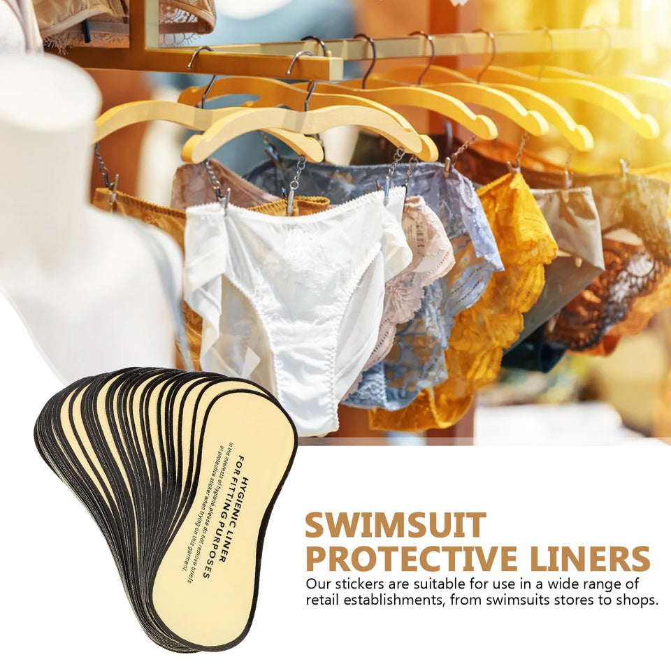 50pcs Hygiene Label Swimwear Underwear Brief Bikini Liners Stickers Swimsuit Underpants Protective Sticker Strip
