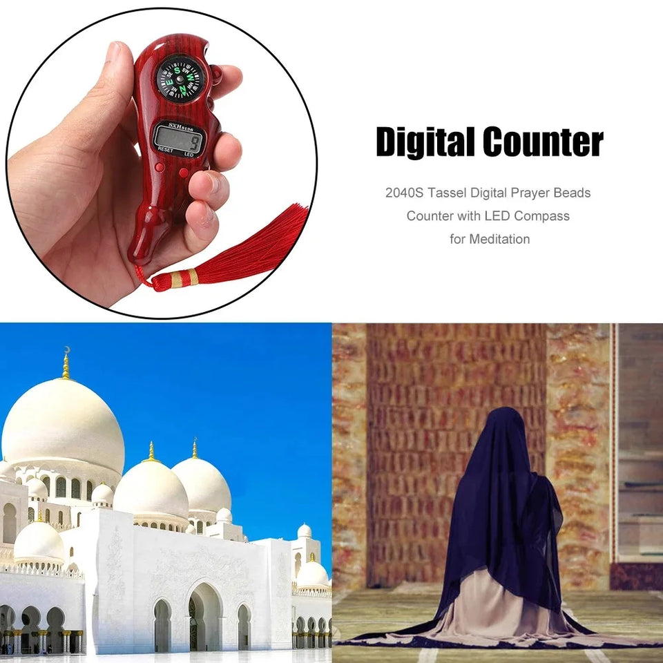 Electronic Digital Electronic Tally Counter with Compass Tassel Finger Game Toy Manual Reset Decompress Relax Tool LCD Register