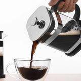 1000ml Square-shaped French Press Pot Durable Glass Coffee Machine with Stainless Steel Fine Mesh Filter Household Tea Kettle