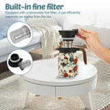 Vintage Floral Tea Thermos Stainless Steel Tea Kettle Drip-Proof Tea Pot With Tea Infuser Mini Thermo Coffee Pot Home Teaware