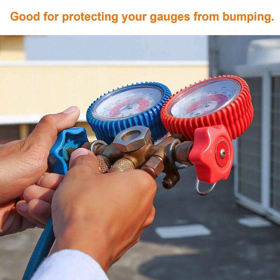 2pcs 70mm Manifold Gauge Protective Boot Covers For Gauges Red Blue Electrical Appliances And Testing Equipment Accessories