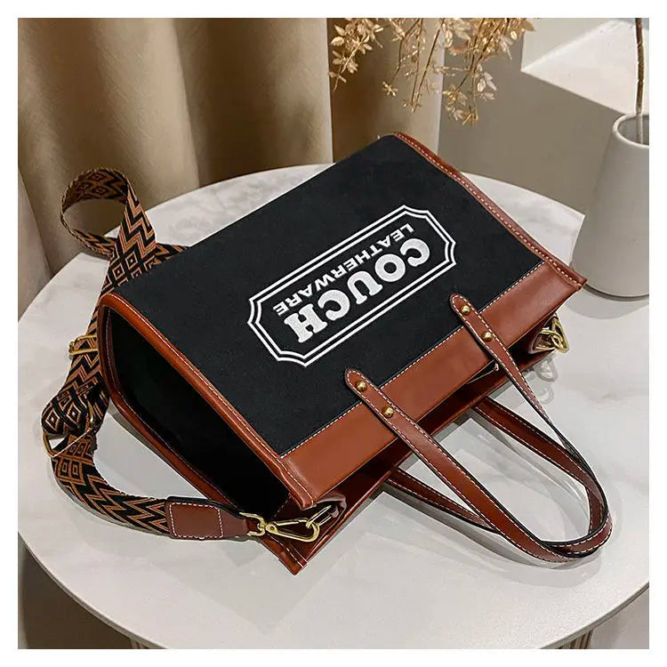 Canvas handbags women's 2023 new fashion all-match tote bag style large capacity shoulder messenger bag for woman