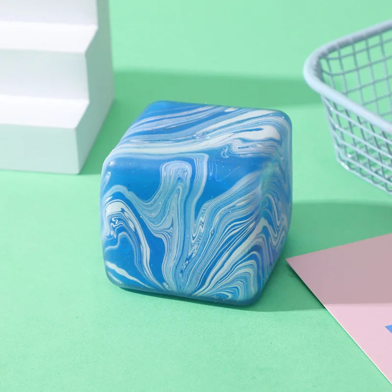 Marbled Streak Cube Squishy Stress Relief Squeeze Toy Slow Rising Anti Anxiety For Office Workers Daily Relaxation Fun Toys Gift