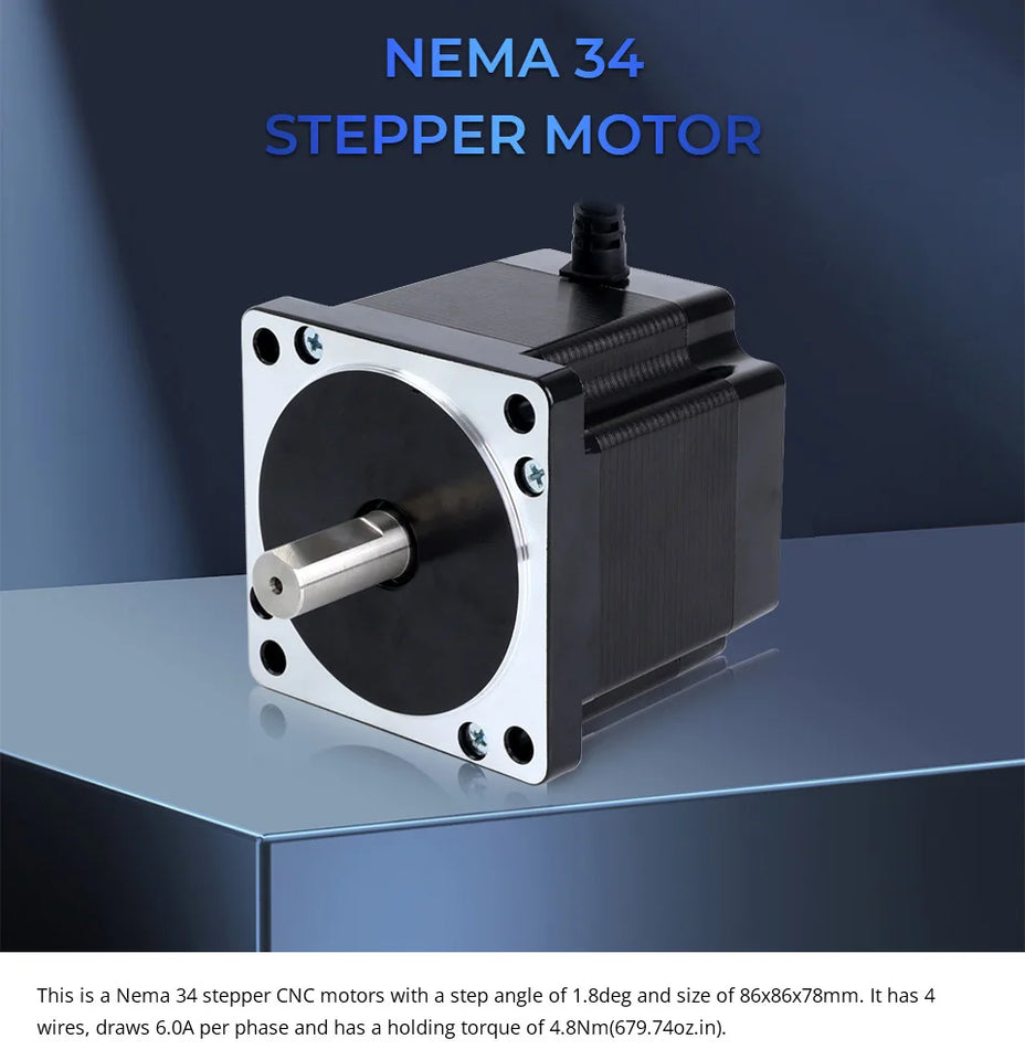 STEPPERONLINE Nema 34 Stepper Motor 4.5Nm 86x78mm 6A Φ14mm 2 Phase Nema34 Stepping Motor for CNC Engraving Milling Machine