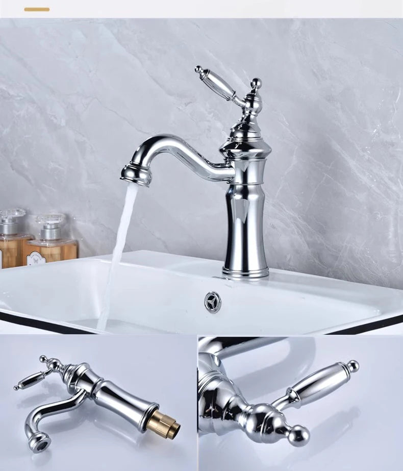Chrome Basin Faucet Brass Black 360° rotatable basin faucet European-style Hot and Cold mixing faucet Brushed