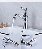 Chrome Basin Faucet Brass Black 360° rotatable basin faucet European-style Hot and Cold mixing faucet Brushed
