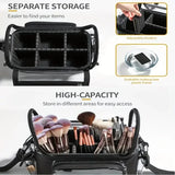 Makeup Brush Holder Backpack Makeup Artist Travel Case Clear Waterproof Cosmetic Organizer Bag with Adjustable Strap and Divider