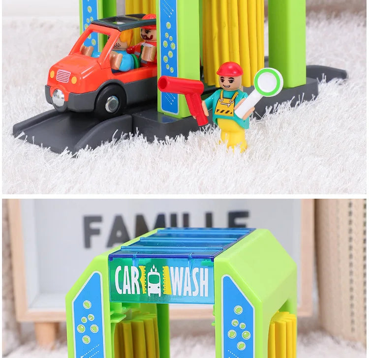 Set Police Thief Catching Building Block Suit Compatible With Wooden Train Track Plastic Police Station Children's Toys Gifts