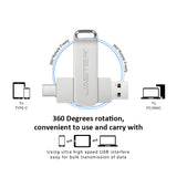 JASTER Metal USB TYPE-C 2 IN 1 Pen Drives 16GB silvery Flash Drive 64GB Commercial Affairs Gifts Memory Stick 4GB 8GB 32G U Disk