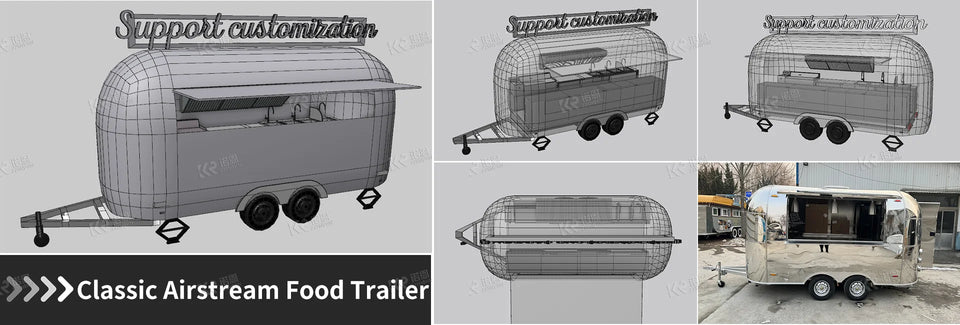 mobile food vending cart with multifunctional and spacious interior, serving as a portable kitchen trailer