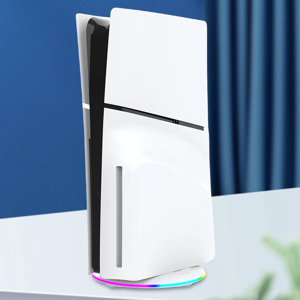 RGB Vertical Stand with Anti-Slip Pad LED Base Gaming Stand Stable Console Base Bracket for PS5 Slim Disc/Digital Version