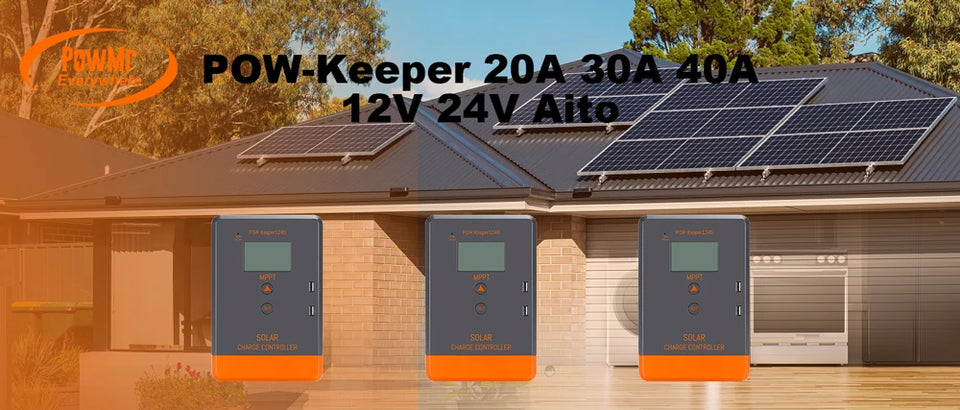 PowMr USA 20A 30A 40A MPPT Solar Charge Controller LCD Display for 12V 24V Power Bank AGM Gel Flooded Lithium Batteries Charger