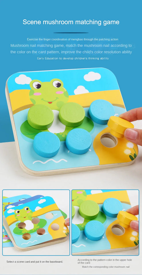 Children's Early Learning Puzzle Interactive Toys, Mushroom Nail Game, Intelligence Puzzle, Color Recognition