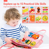Montessori Toddler Busy Board,Autism Sensory Toys，Educational Activity Motor Skills Baby, Life Skills Learning Toys for Kids