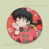 COOL Ranma 1 2 Reflective Pin Tinplate Round Brooch Cartoon Cosplay Badges for Bag Hat Toys Gifts