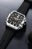 LIGE Brand Mens Watch Skeleton Skull Dial Sports Military Watches Men Fashion Luxury Waterproof Quartz Watch Chronograph Relogio