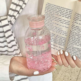 Kawaii Water Bottle Aesthetic Tumbler For Ice Coffee Juice Tea Cute Bowknot Plastic Cups With Straw Lid Portable Drinking Bottle