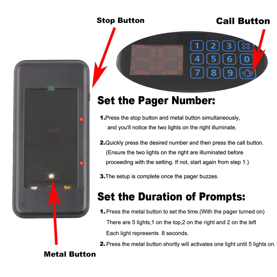 Wireless Restaurant Pager System Touch Panel Wireless Calling System Food Pager Guest Paging System for Coffee Shop Bar