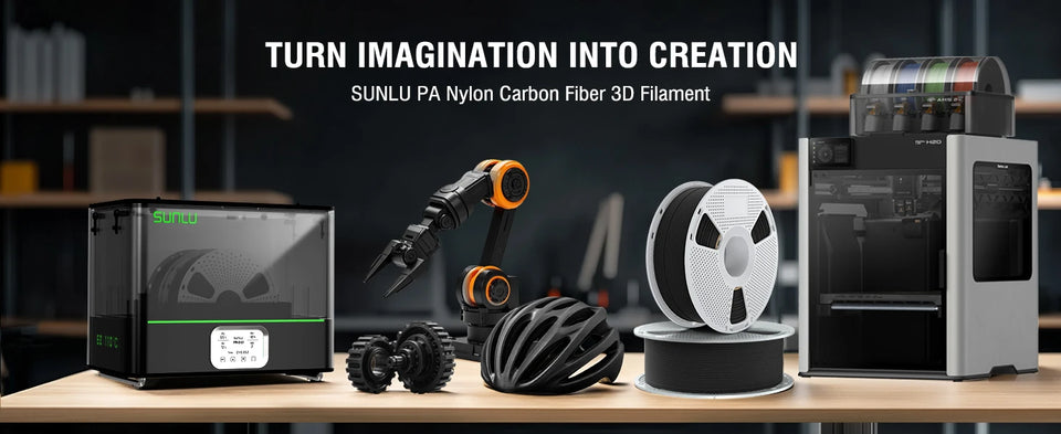 SUNLU PA12-CF 3D Filament Carbon Fibre Nylon Heat Resistant Wear Resistant 1.75mm 1kg Spool Engineering Filament