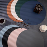1/6/10 Sets Round PU Leather Placemats & Coaster Set Oil-Proof Waterproof Insulation Mat for Kitchen Coffee Shop Christmas Decor