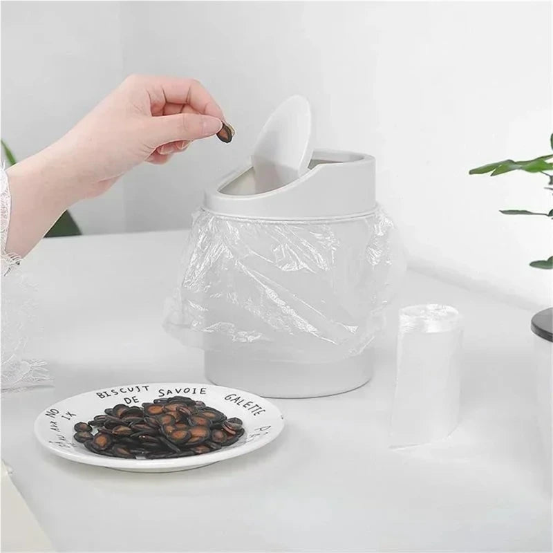 1pc Mini Desktop Trash Can with Lid - Cylindrical Tabletop Waste Bin, Easy To Clean Screw-Off Cap for Office and Coffee Bar