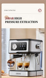 Cafelffe Espresso Coffee Machines Stainless Steel with Milk Frother Steam Wand Semi-Automatic Cappuccino maker 20Bar cafetera
