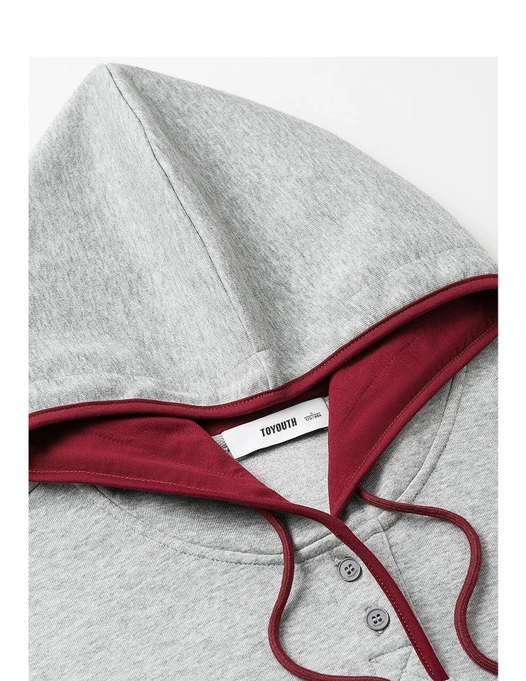 TOYOUTH Women Hoodies Sweatshirt 2025 Autumn New Contrasting Color Embroidery Splicing Hooded Pullover Tops