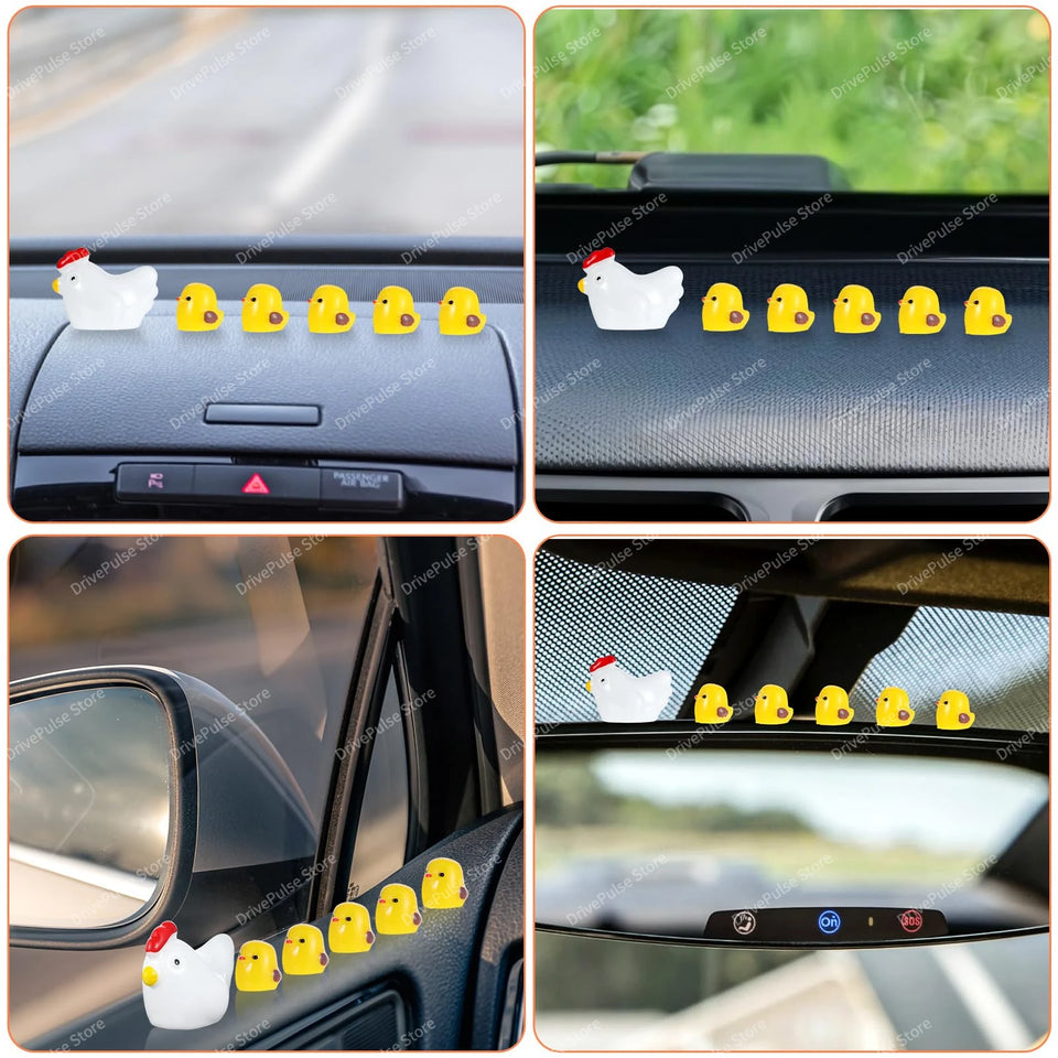 Cute Mini Chickens Car Decor, Fun Chicks Dashboard & Rearview Mirror Ornaments, Fairy Garden Home Accessories, Unique Car Gifts