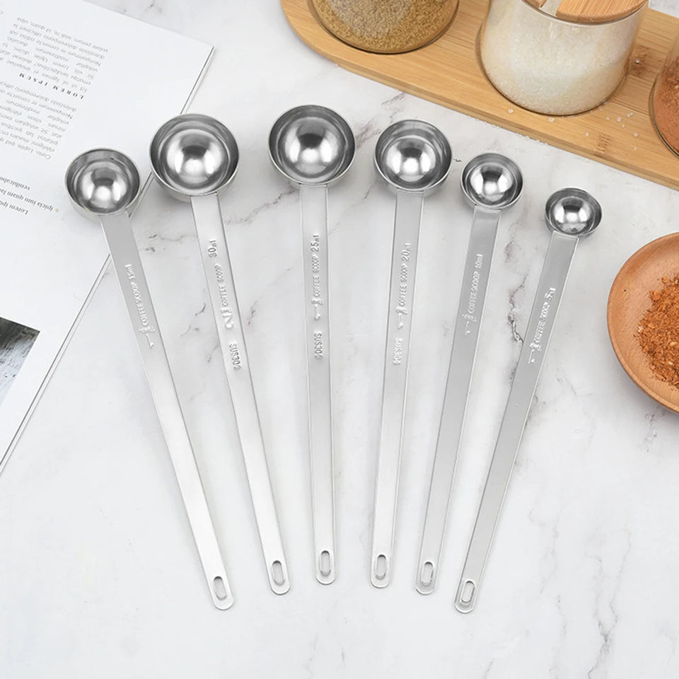 1PCS 5/10/15/20/25/30ml Long Handle Coffee Measuring Spoon Stainless Steel Coffee Spoon Stirring Spoon Coffee Accessories