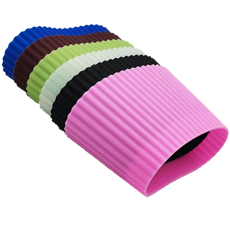 Silicone Cup Sleeve Portable Heat Insulation Coffee Cup Cover Ceramic Cup Cover Non-slip Bottle Sleeves Colored Mug Sleeve