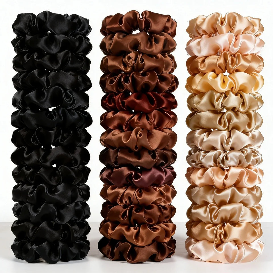 1/30/60/100pcs bulk satin scrunchies 100colors  women small 6.5cm headwear hair ties accessories casual cute black coffee