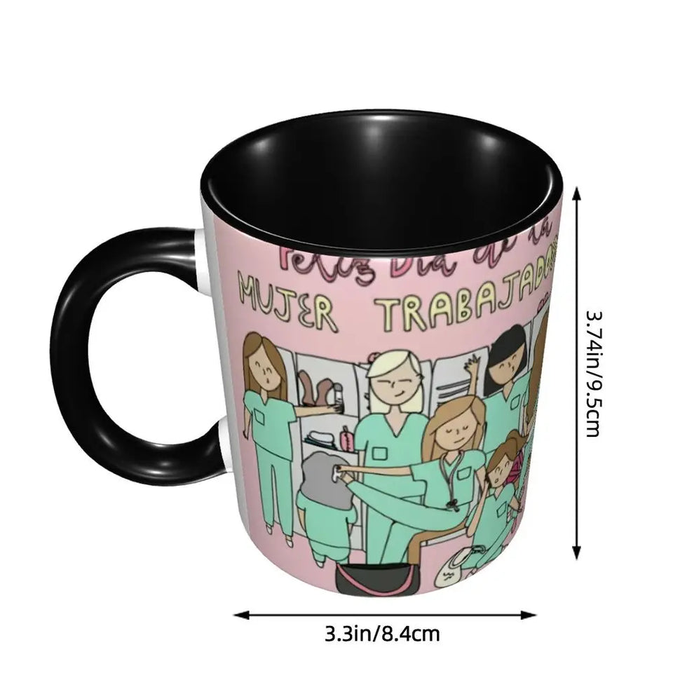 Pink Doctor Nurse Coffee Mugs DIY Customized Enfermera En Apuros Ceramic Milk Tea Mug Cup