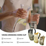 Drinking Horn Mug, 200-700ml Natural Ox Horn Cup & Coffee Stein Cool Unique Gift for Men and Women Home Decor for Beer Kitchen