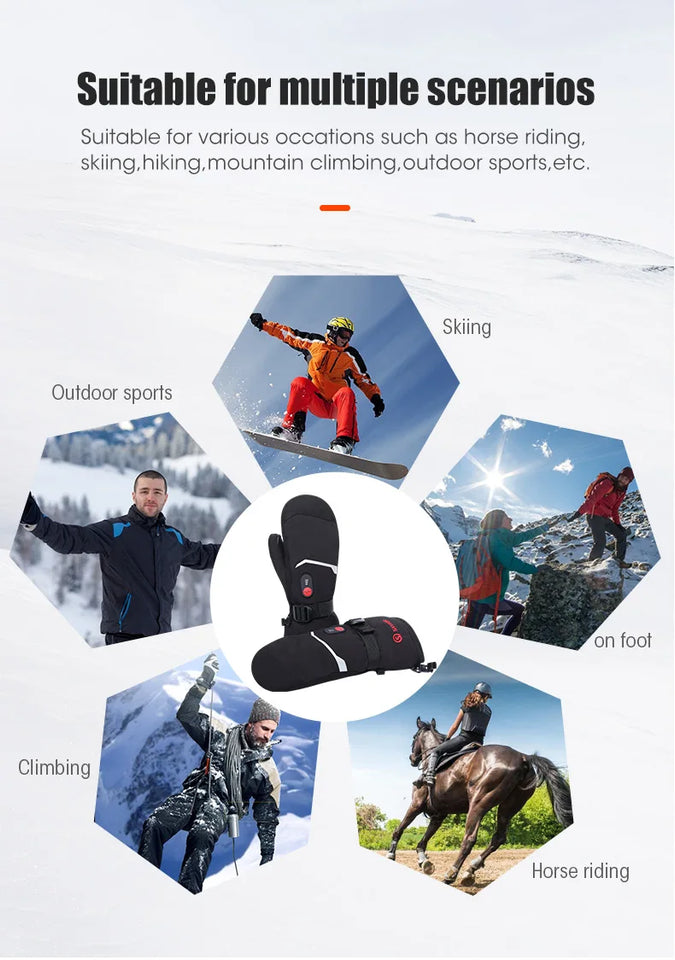 Waterproof Snowboard Cycling Motorcycle Bicycle Skiing Winter Gloves Crab Finger Style Heating Hand Warm Electric Thermal Gloves