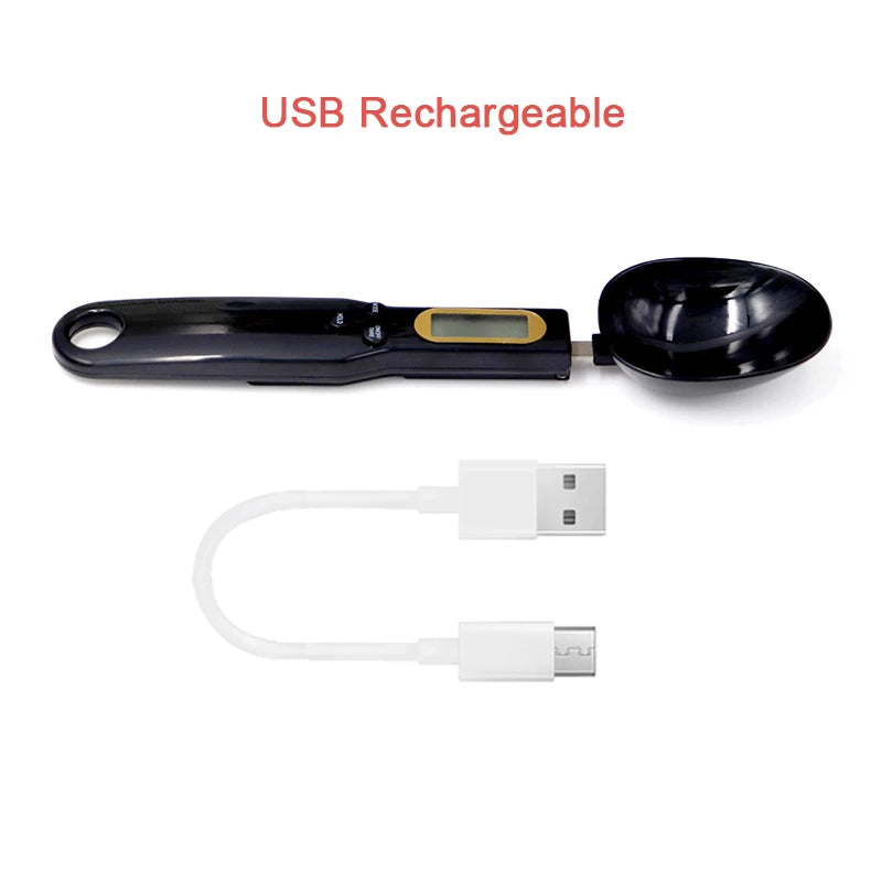USB Recharge Kitchen Scale 500g/0.1g LCD Digital Measuring Food Flour Spoon Scale Mini Kitchen Tool for Milk Coffee