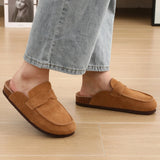 Gacimy Women Fashion Thick Sole Leather Clogs Slippers Classic Women's Mules Cork Clogs Slipper Outdoor Deep Heels Shoes Sandal