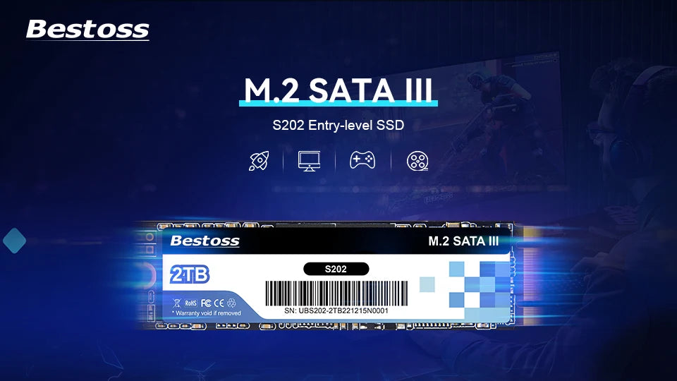 Bestoss 2280 M.2 SATA III SSD 120GB 128GB 240GB 256GB 480GB 512GB 960GB 1TB Solid State Drive for Laptop and Desktop Computer