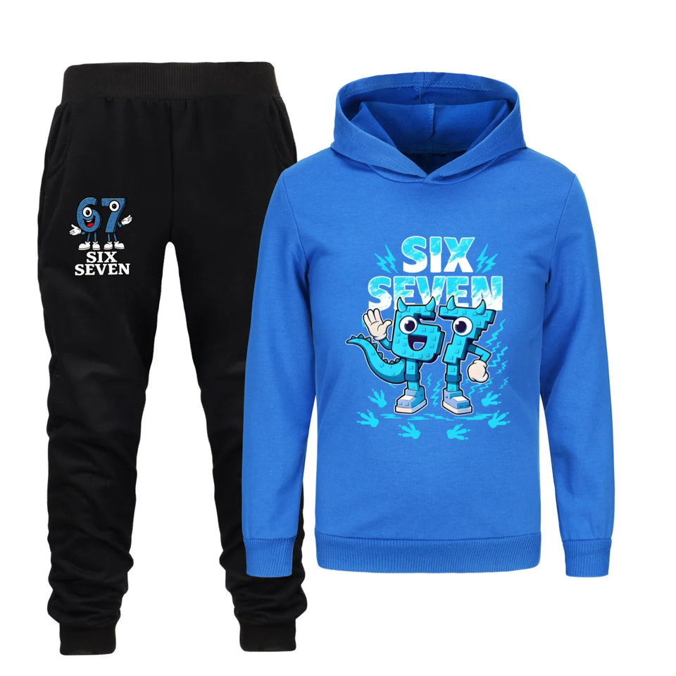 Kids Clothes Steal a Brainrot Six Seven 6-7  Baby Girls Hooded Sweatshirt Pants 2pcs Set Boys Autumn Pullover Tracksuits 5192