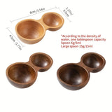 Dual-Headed Wooden Coffee Spoon Short Handle Serving Cutlery Measuring Spoon Wear-resistant Rust-proof Coffee Bean Spoon