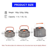 Widesea 1.1L 2L1.5L Camping Water Kettle Outdoor Coffee Kettle Tableware Picnic Set Supplies Equipment Utensils Tourism Cookware