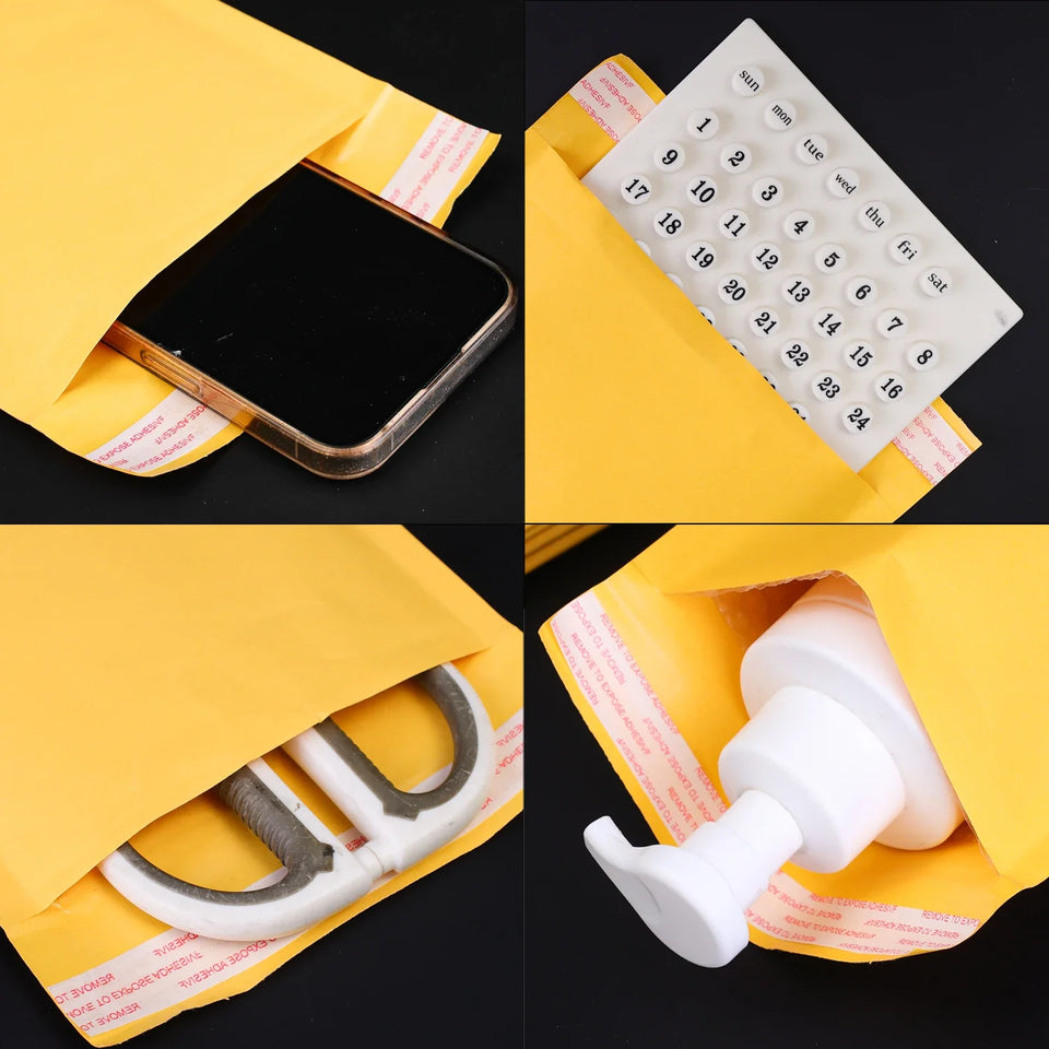 50-10Pack Kraft Bubble Mailers Self-Sealing Storage Paper Envelopes Waterproof Cushioned Padded Foam Shipping Bags for Packaging