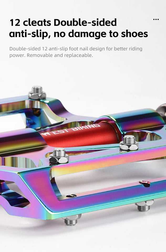 WEST BIKING Bicycle Pedal Three Bearing Aluminum Alloy Pedal Mountain Bike Road Bike Pedal Color Bike Accessories