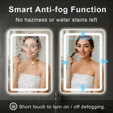 20x28 inch LED Bathroom Mirror Vanity Mirrors with Backlit Lights Fogless Makeup Mirror Wall Mounted with Demister