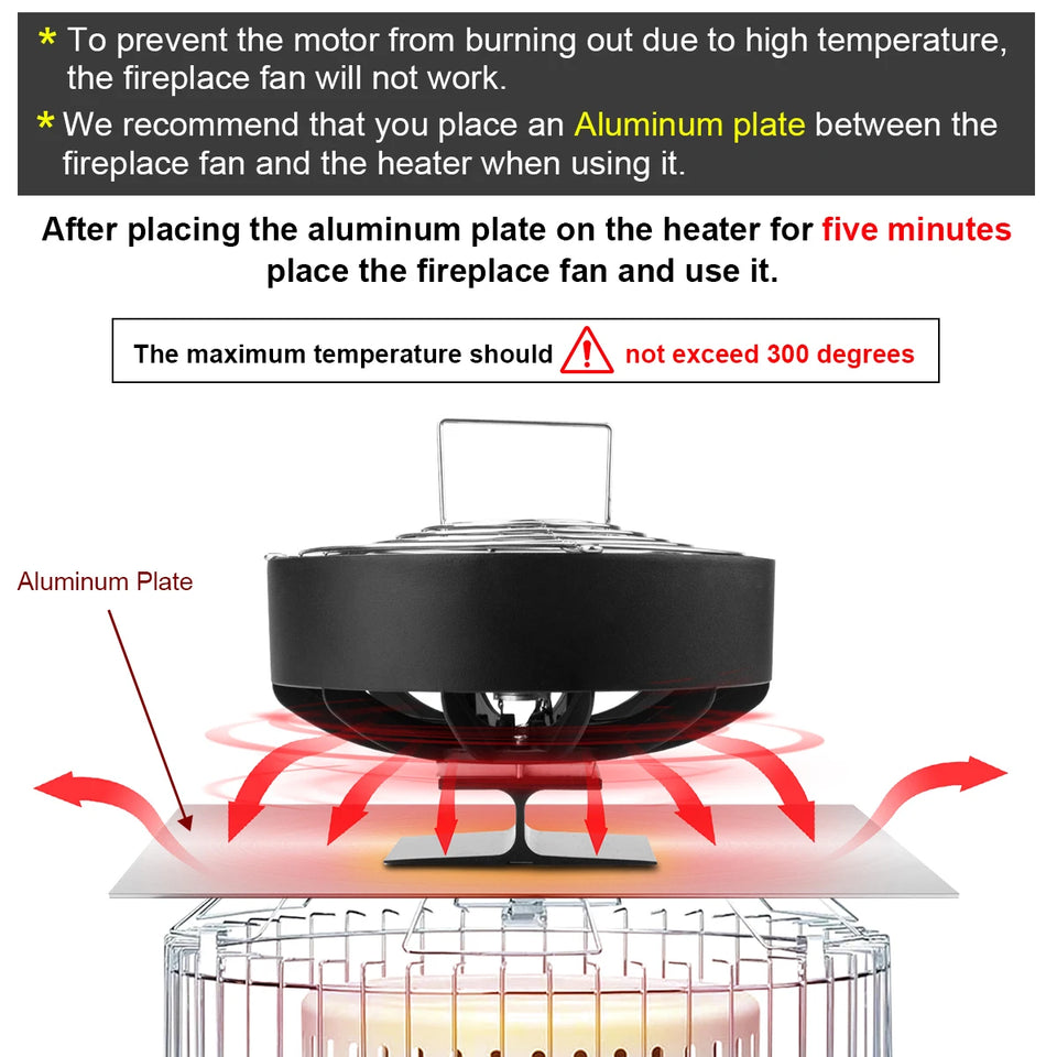 4 Blades Stove Fan Heat Powered Fireplace Fan Log Wood Burner Eco-fan Quiet Fireplace Fan Warm Heat Distribution Winter Home무동력팬