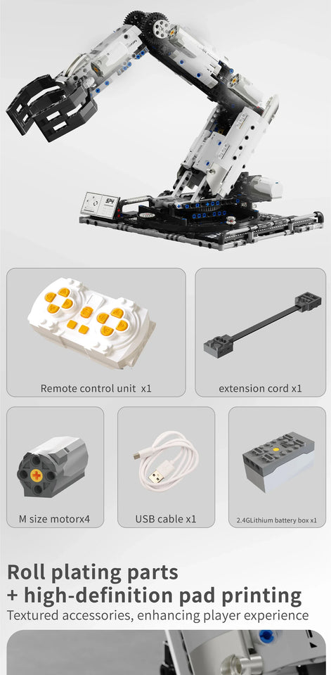 1029PCS Robotic Arm Building Blocks Set Remote Mechanical Arm Model Bricks Desktop Decoration Diy Toys For Boys Holiday Gifts
