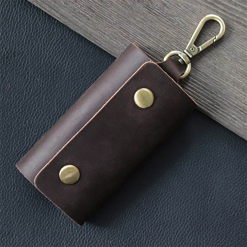 100 % Genuine leather   Multi-function Key Bag High Quality Crazy Horse leather Key Pouch Unisex Leather Business Gift