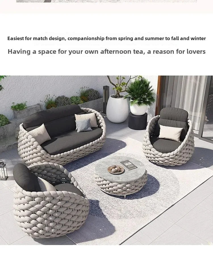 Outdoor Rattan Patio Furniture Set Cushioned Wicker Loveseat Garden Backyard Porch Sofa All Weather Durable